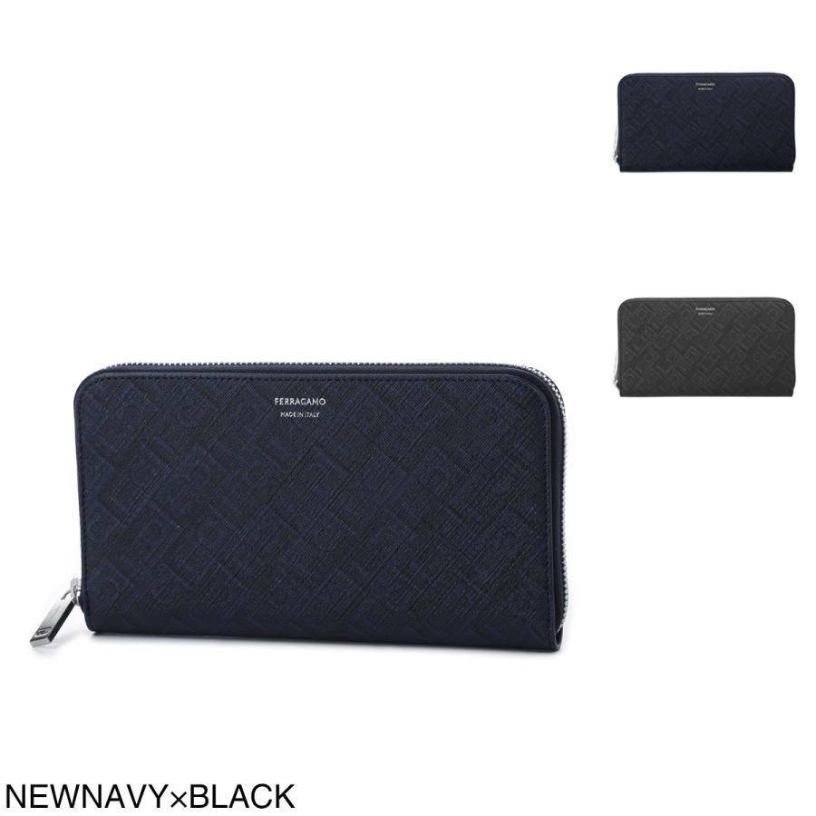 フェラガモ FERRAGAMO ラウンドファスナー 長財布 小銭入れ付き MONOGRAM メンズ 661589-791200-newnavyの画像