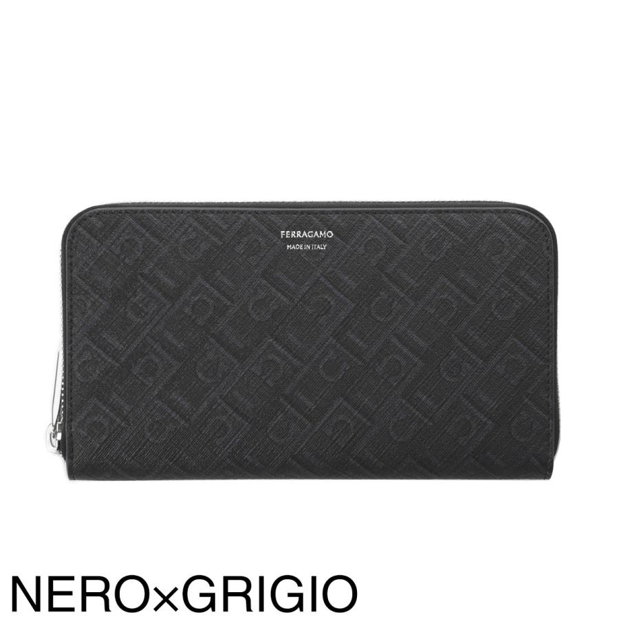 フェラガモ FERRAGAMO ラウンドファスナー 長財布 小銭入れ付き MONOGRAM メンズ 661589-791200-newnavyの画像