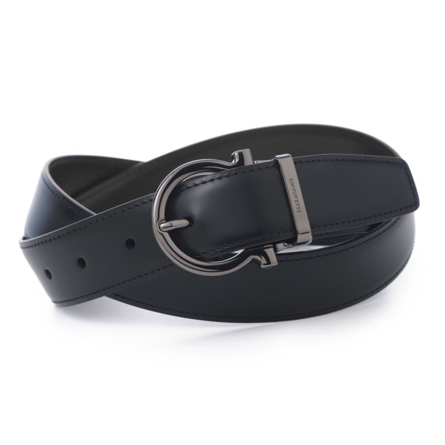 フェラガモ　ベルト　ブラック FERRAGAMO フェラガモ リバーシブルベルト ブラック メンズ