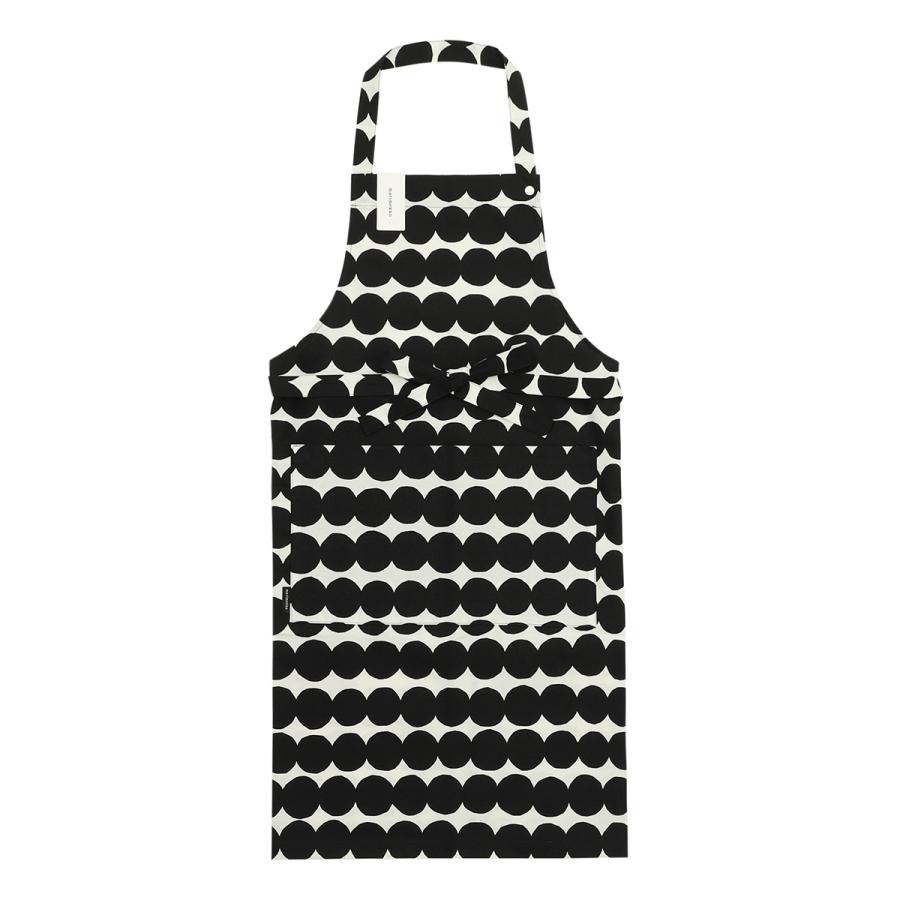 ▶︎新品未使用　マリメッコ　marimekko エプロン　ムスタタンマ◀︎ marimekko（マリメッコ） エプロン marimekko RASYMATTO ホワイト