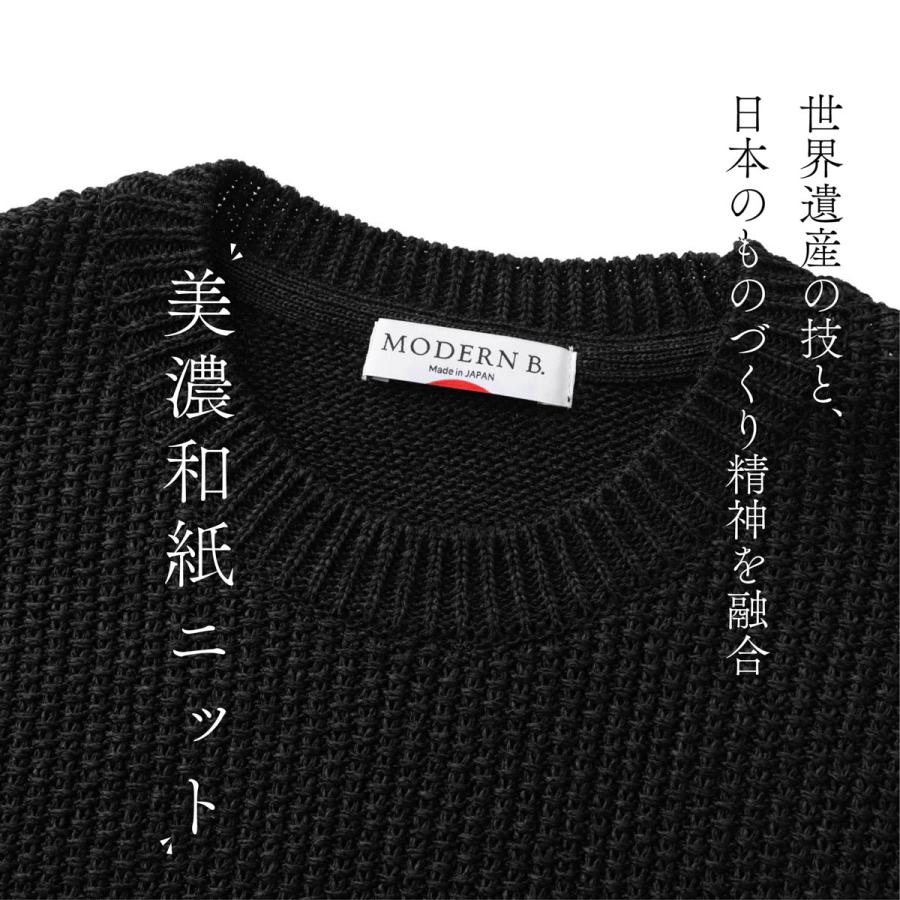 モダンブルー MODERN B. 美濃和紙ニットTシャツ 7ゲージ サマーニット 大きいサイズあり メンズ mborsskt01-black_7