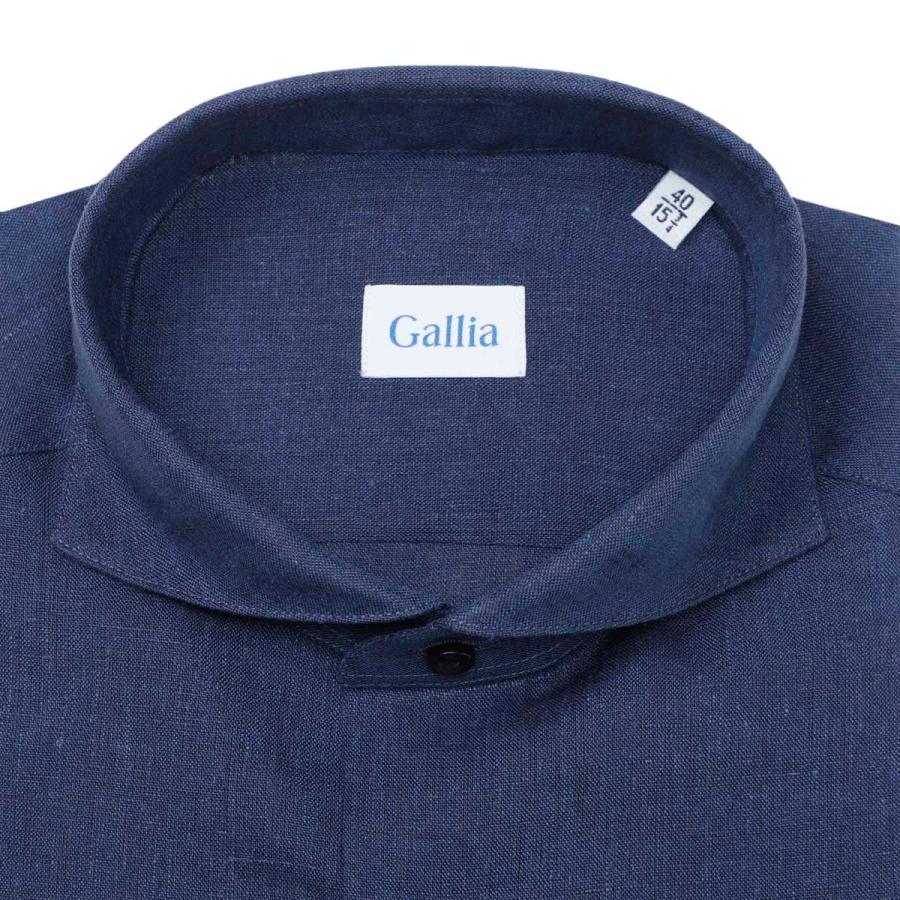 ガッリア GALLIA ホリゾンタルカラー リネンシャツ 大きいサイズあり