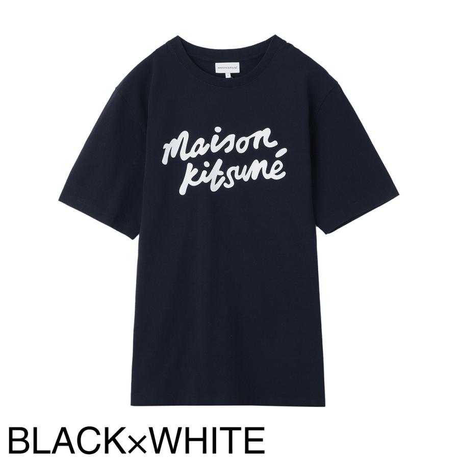 メゾンキツネ MAISON KITSUNE クルーネックTシャツ MAISON KITSUNE HANDWRITING COMFORT TEE-SHIRT メンズ mm00101kj0118-o197-black-white｜mb-y｜09