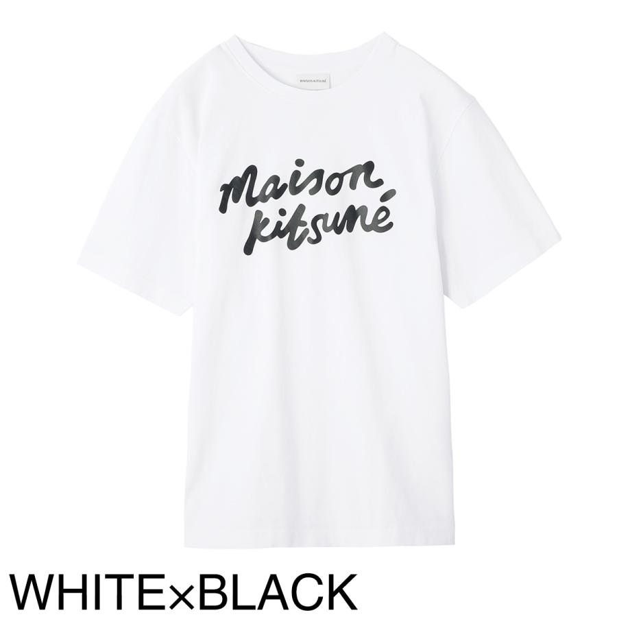 メゾンキツネ MAISON KITSUNE クルーネックTシャツ MAISON KITSUNE HANDWRITING COMFORT TEE-SHIRT メンズ mm00101kj0118-o197-black-white｜mb-y｜10