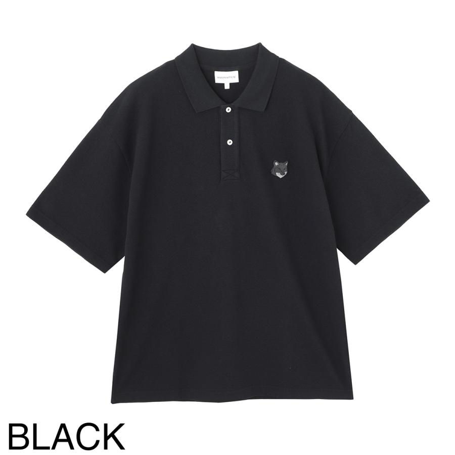 メゾンキツネ MAISON KITSUNE ポロシャツ BOLD FOX HEAD PATCH OVERSIZE POLO メンズ mm00202kj7010-p199-black｜mb-y｜12