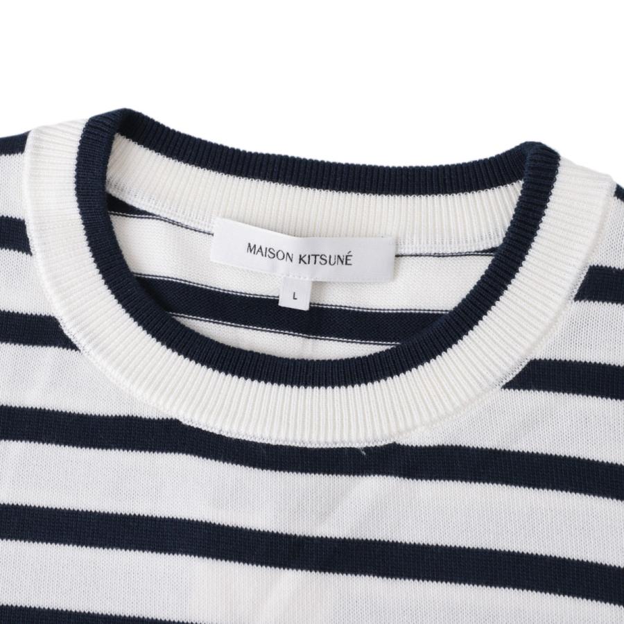 メゾンキツネ MAISON KITSUNE クルーネックニット FOX HEAD INTARSIA COMFORT STRIPED JUMPER マルチカラー メンズの画像