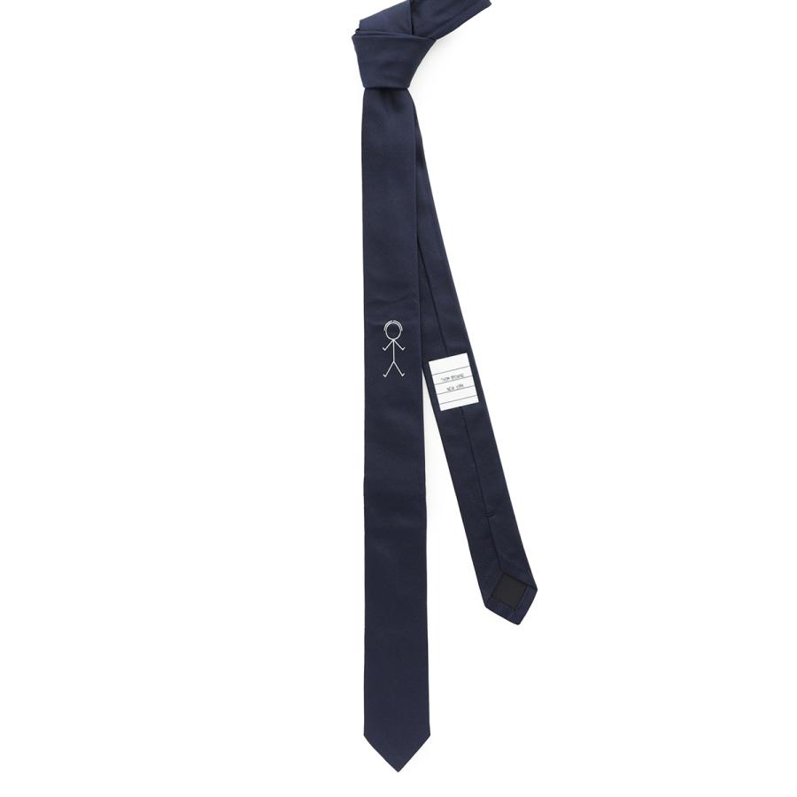 トムブラウンTHOM BROWNEヘクタートリコシルクナローネクタイ紺コルソコモ トムブラウンTHOM BROWNEヘクタートリコシルクナローネクタイ紺