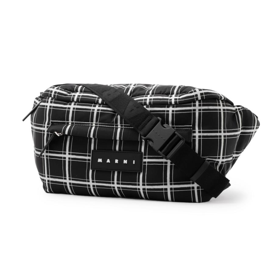 マルニ　ウエストバッグ　ロゴ　パテントレザー　ブラック　斜め掛け　ユニセックス MARNI（マルニ） ベルトバッグ MARSUPIO LARGE クロスボディバッグ