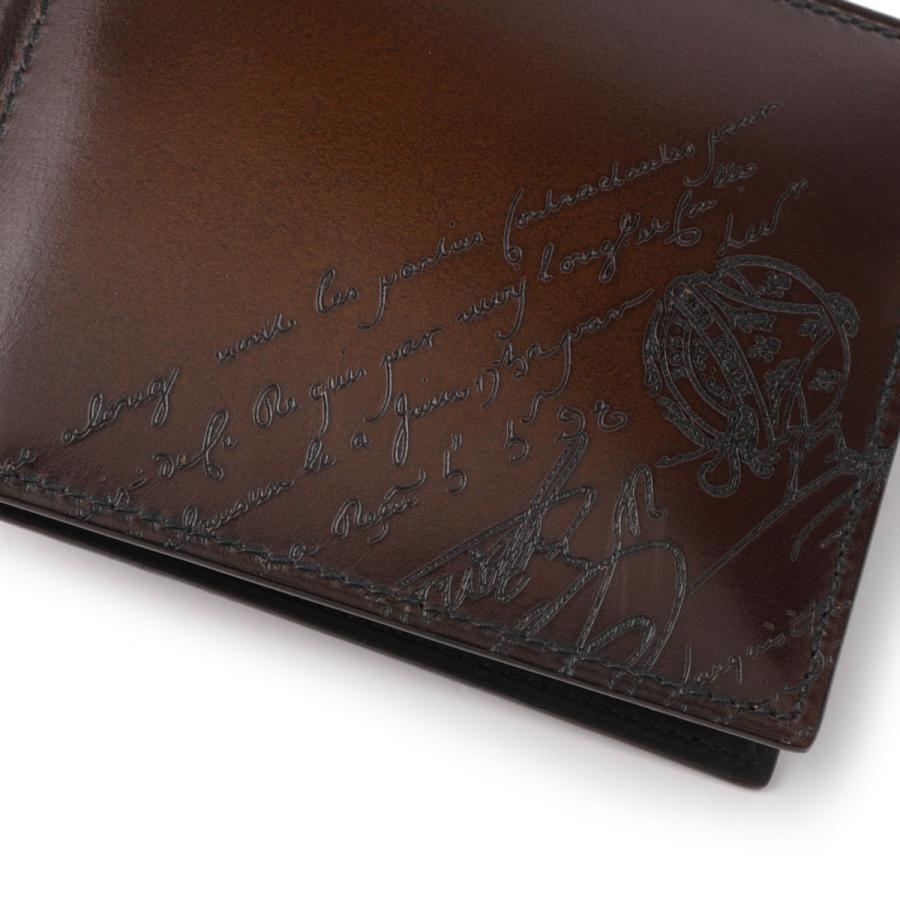 ベルルッティ BERLUTI マネークリップ FIGURE SCRITTO LEATHER WALLET 2つ折り財布 ブラウン メンズ n235744-ml6｜mb-y｜06