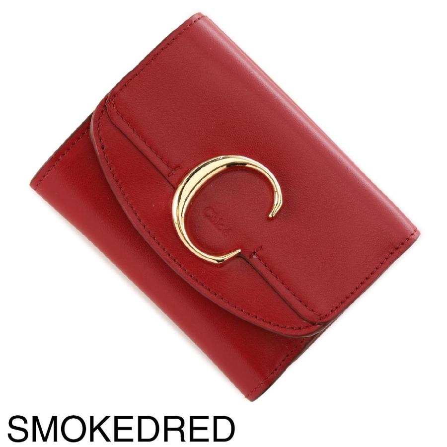 タグ付きChloé ボルドー 三つ折り財布 Chloe（クロエ） Chloe 3つ折り財布 小銭入れ付き CHLOE C レディース