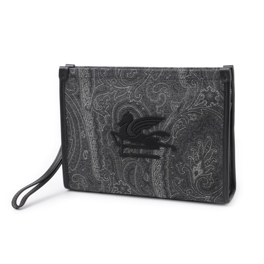 ETRO エトロ クラッチバッグ PAISLEY MEDIUM POACH ブラック メンズ
