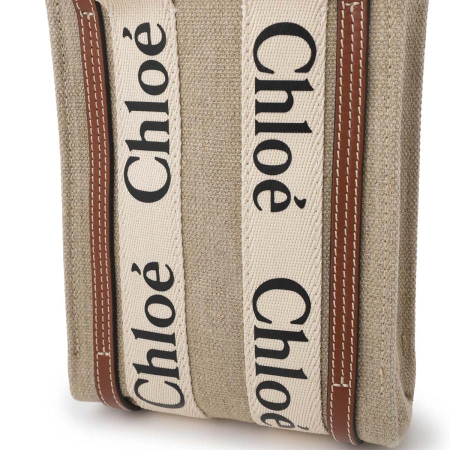 Chloe クロエ Woody ウッディ ノースサウス ミニトート 2WAY ショルダーバッグ リネンキャンバス レザー ベージュ ブラウン CHC24AP243I2690U Chloe - Chloe クロエ Woody ウッディ ノースサウス ミニトート 2WAY