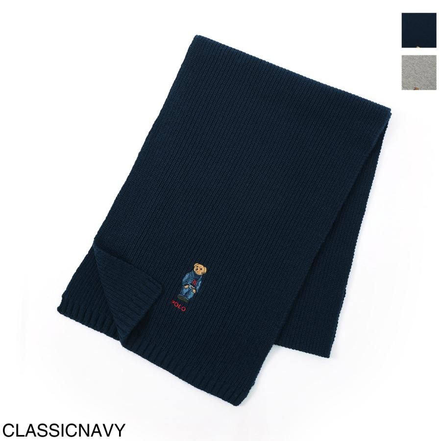 新品・未使用！Polo Ralph Lauren テディベア マフラー 黒 POLO RALPH LAUREN (ポロラルフローレン) ベア刺繍 ニット マフラー
