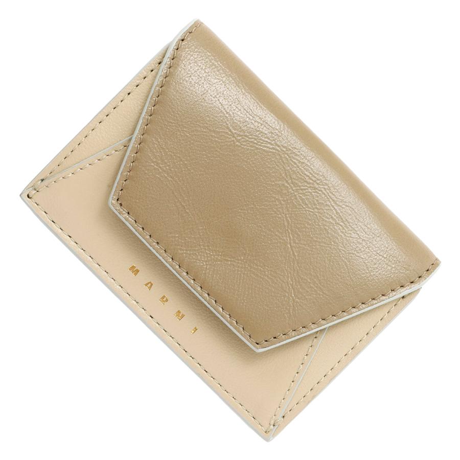 マルニ MARNI 三つ折り財布 ボタンホック式 ベージュ 【公式通販】