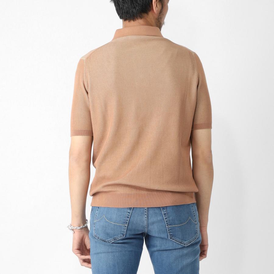 フィリッポ デ ローレンティス FILIPPO DE LAURENTIIS ニットポロシャツ POLO SWEATER SS CREPE COTTON クレープコットン 大きいサイズあり ブラウン メンズの画像