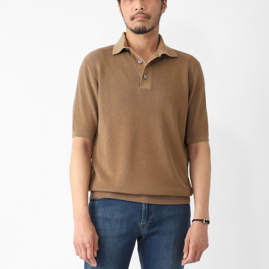 フィリッポ デ ローレンティス FILIPPO DE LAURENTIIS ニットポロシャツ POLO SWEATER SS CREPE COTTON クレープコットン 大きいサイズあり メンズの画像