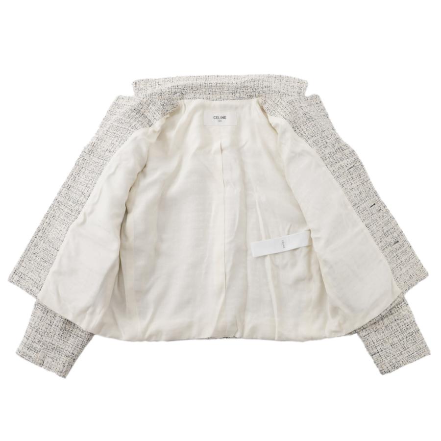 セリーヌ CELINE ツイードジャケット VESTE GARANCE ホワイト