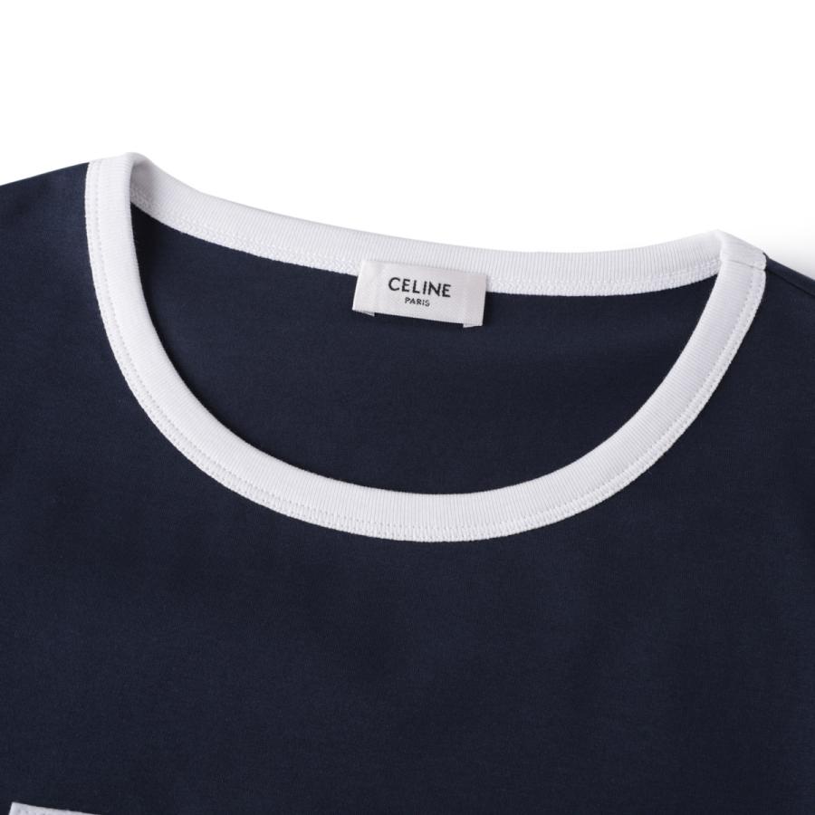 ★CELINE[セリーヌ] ロゴローズTシャツクルーネックカットソー★ CELINE クルーネック Tシャツ 青 ☆CELINE[セリーヌ] ロゴローズ