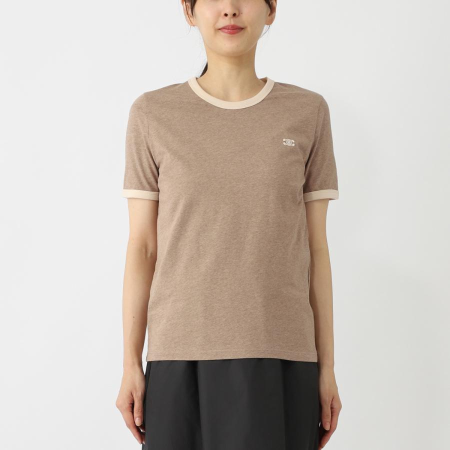 CELINE ベージュ ロゴ Tシャツ 半袖 CELINE セリーヌ クルーネックTシャツ T-SHIRT 70'S TRIOMPHE