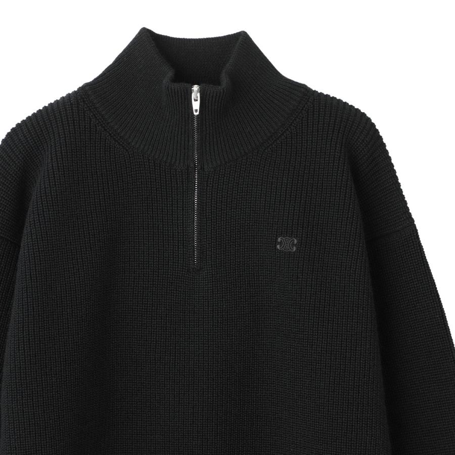 CELINE セリーヌ ハーフジップニット ブラック メンズ ry02q CELINE セリーヌ ハーフジップニット ブラック メンズ ry02q