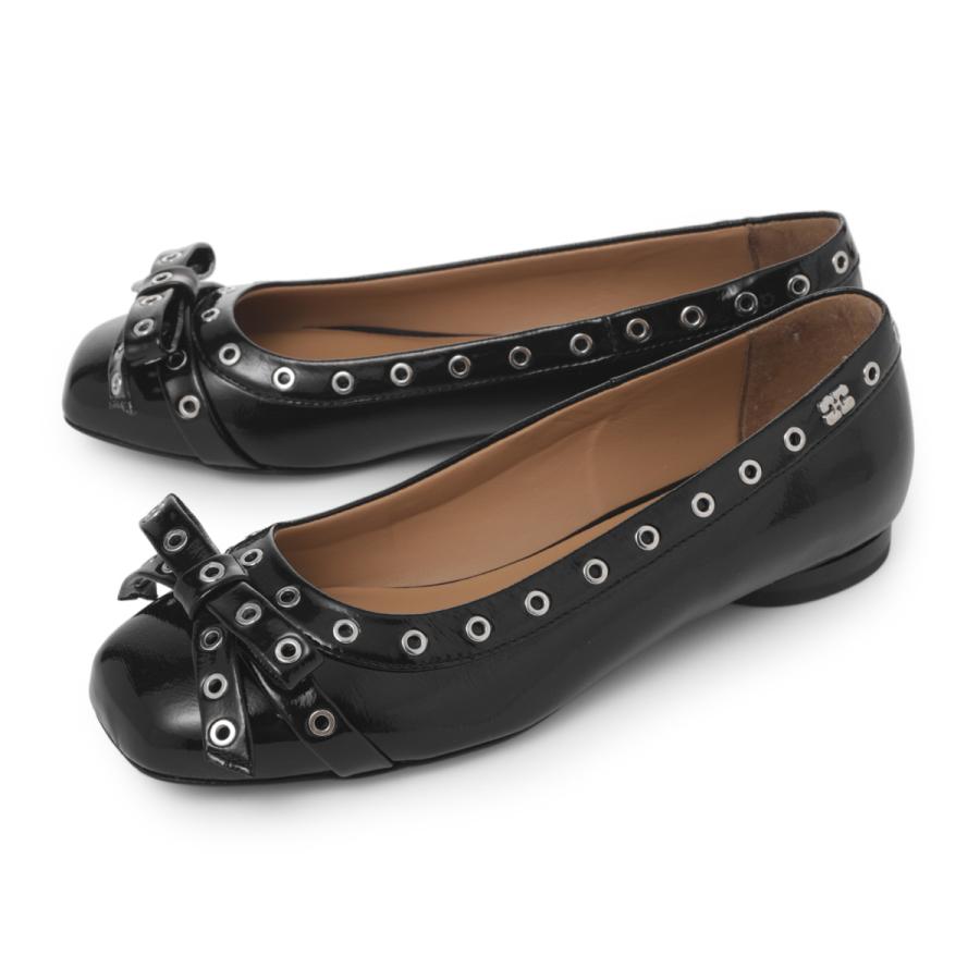 靴 Eyelets Bow Ballerina Naplack GANNI GANNI（ガニー） バレエシューズ EYELETS BOW BALLERINA NAPLACK
