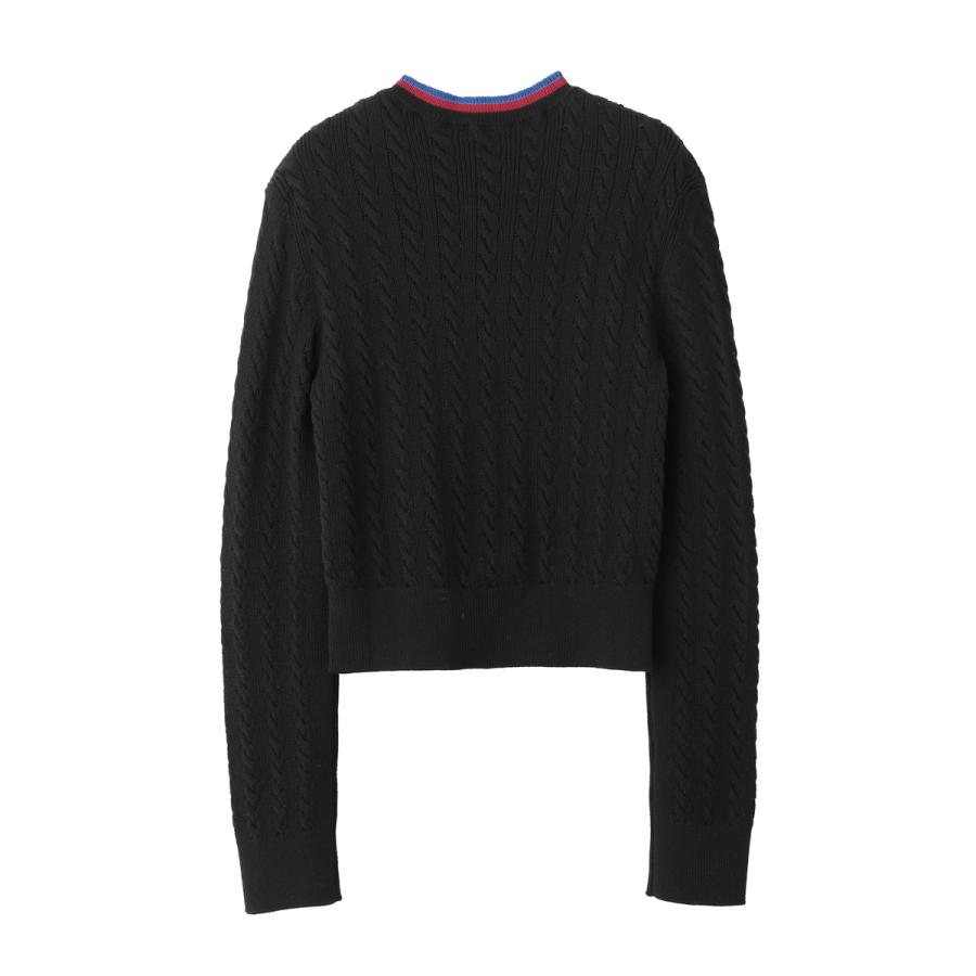 LOEWE/ロエベ 五部袖ロゴニット　黒　Ｓサイズ LOEWE（ロエベ） LOEWE Vネック ニット ブラック レディース