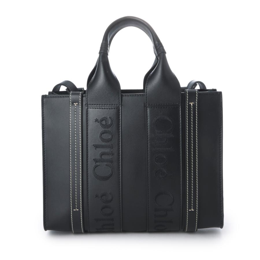 6392 極美品 クロエ Chloe ウッディ ミディアム トートバッグ 紺×黒 Chloe（クロエ） トートバッグ WOODY SMALL ショルダーバッグ
