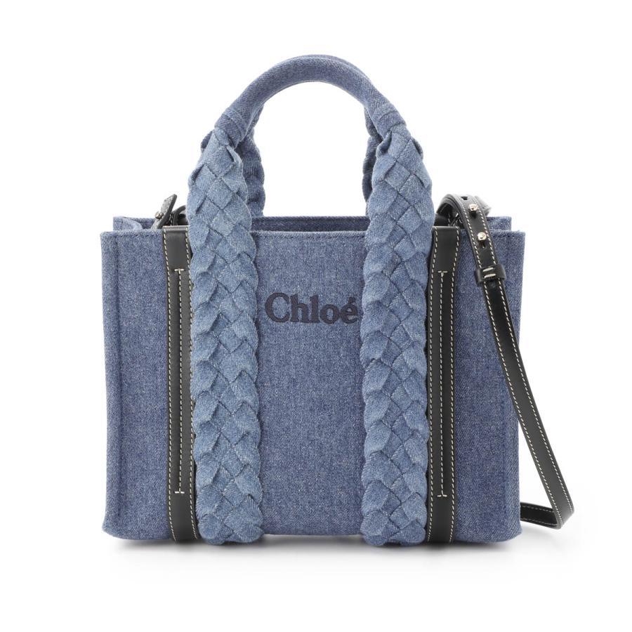 【Chloe/クロエ】 WOODY スモールトートバッグ CHC21US385E6691J 2WAY トートバッグ  ハンドバッグ リネン/レザー アイボリー/ブラック レディース【中古】【真子質店】【BL】【KDMi】 Chloe（クロエ） バッグ レディース リネン製Woody スモールトート