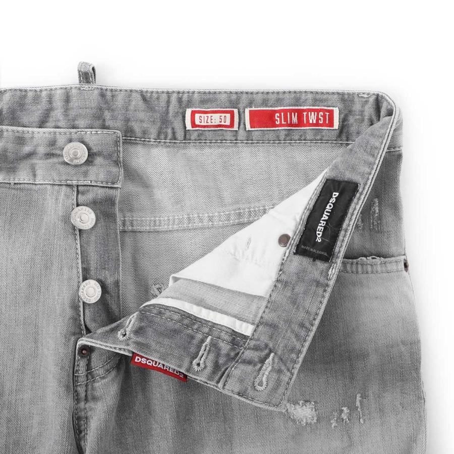 ディースクエアード DSQUARED2 ボタンフライジーンズ SLIM TWIST JEANS グレー メンズの画像