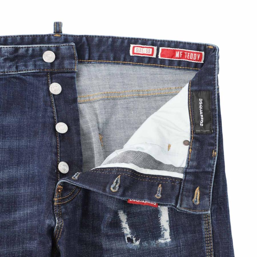 ディースクエアード DSQUARED2 ボタンフライジーンズ TEDDY MINI FRONT JEANS ブルー メンズの画像