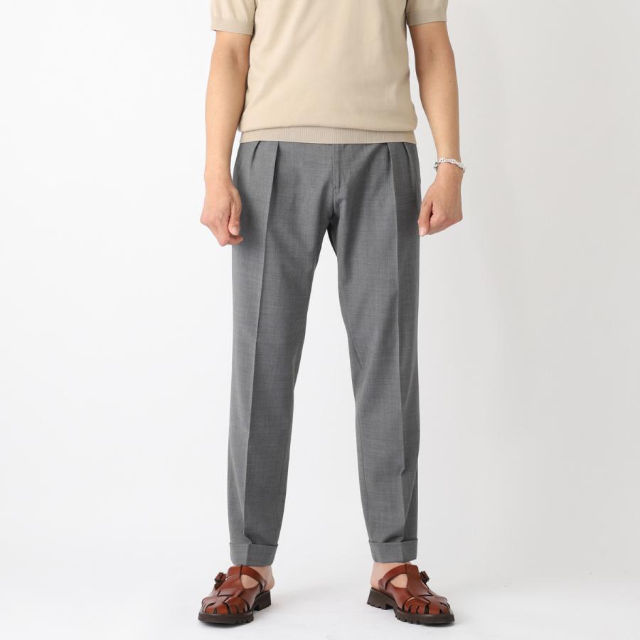 カマール スラックス Kamar ツープリーツ SAMUEL ウールパンツ グレー