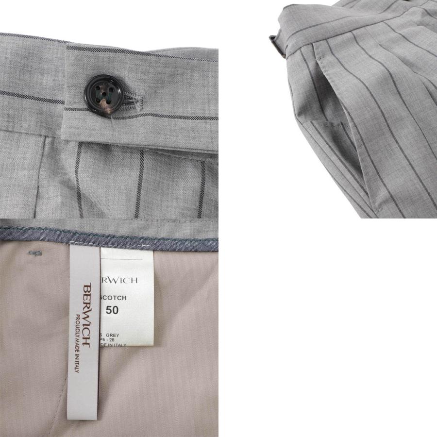 BERWICH ベルウィッチ スコッチ ストレッチ ウール 2プリーツ パンツ ベルウィッチ BERWICH ツープリーツ スラックス STRIPE VIRGIN WOOL