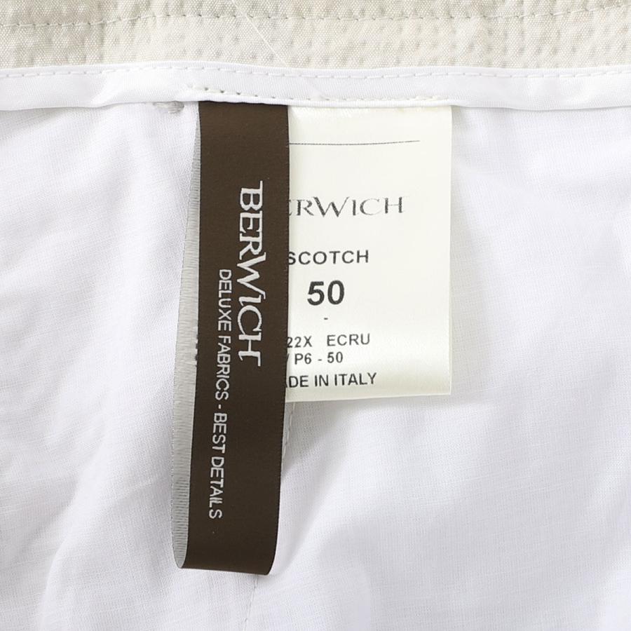 ベルウィッチ BERWICH ツープリーツ スラックス SCOTCH SEERSUCKER COTTON スコッチ コットンパンツ ホワイト メンズ scotch-sb1822x-ecruの画像