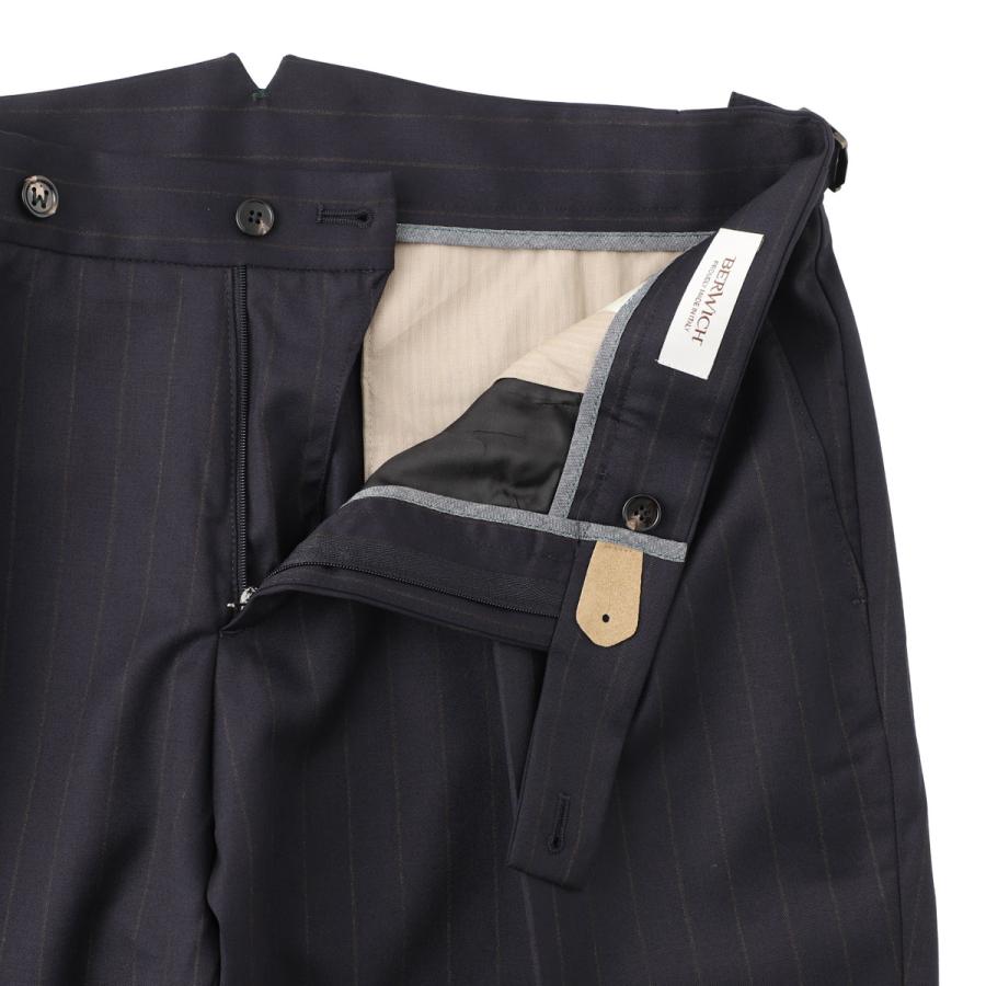 極美品✨ベルウィッチ カノニコ 50 XL グルカパンツ 高級スラックス 黒 ベルウィッチ BERWICH ツープリーツ スラックス SCOTCH STRIPED