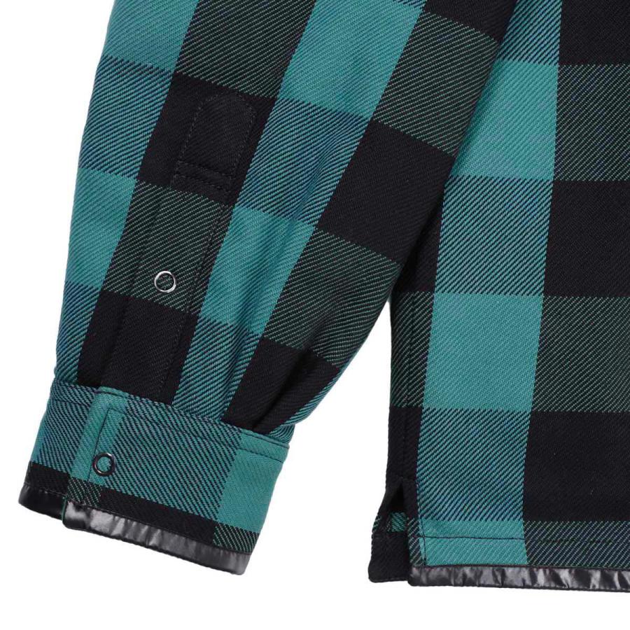 美品 モンクレール ダウンジャケット チェック柄 腕ワッペン メンズ 緑 L モンクレールダウンジャケット（メンズ）グリーン