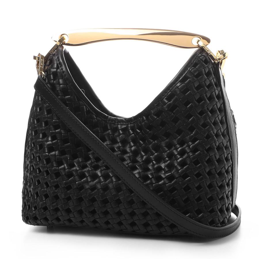 エレメ Elleme ハンドバッグ 2WAY Small Boomerang Woven Leather ショルダーバッグ レディース small-boomerang-woven-leather-blackの画像
