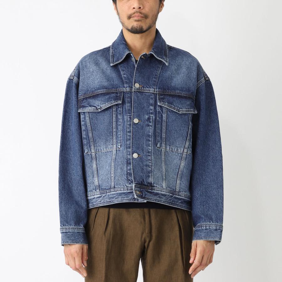 スタジオ ニコルソン STUDIO NICHOLSON デニムジャケット STEIN ITALIAN DENIM JACKET ブルー メンズ stein-snm-1299-wornwashindigoの画像