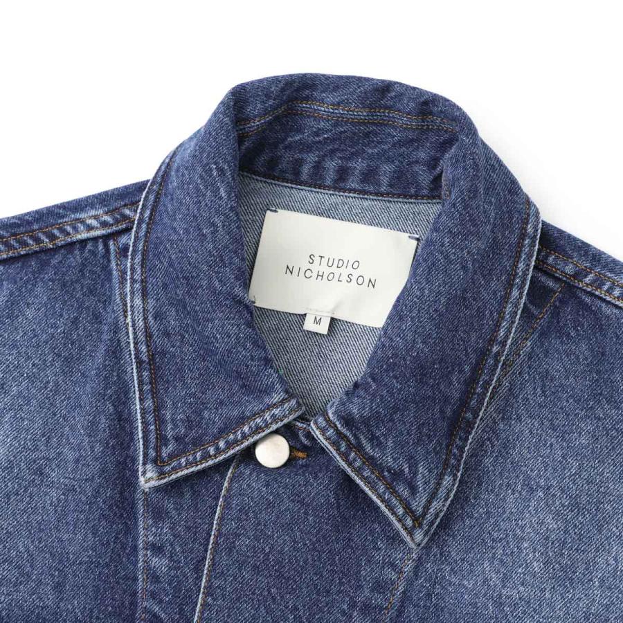 スタジオ ニコルソン STUDIO NICHOLSON デニムジャケット STEIN ITALIAN DENIM JACKET ブルー メンズ stein-snm-1299-wornwashindigoの画像