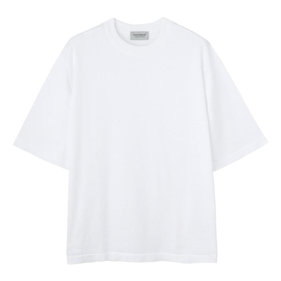 ジョンスメドレー JOHN SMEDLEY クルーネック 半袖ニット TINDALL シーアイランドコットン 24ゲージ メンズ tindall-white｜mb-y｜05