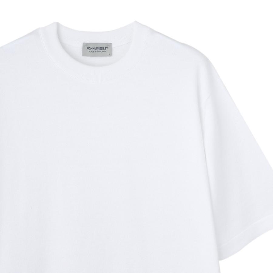 ジョンスメドレー JOHN SMEDLEY　コットン半袖ニット　L ホワイト JOHN SMEDLEY ジョンスメドレー クルーネック 半袖ニット