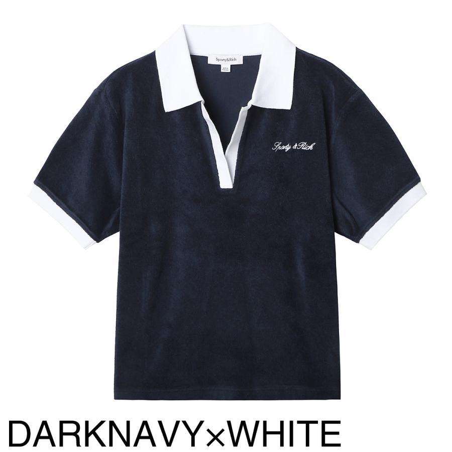  sporty & rich ネイビー ポロシャツ 新品 スポーティーアンドリッチ Sporty&Rich ポロシャツ Signature Logo