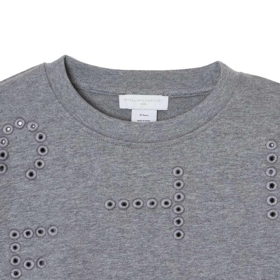ステラマッカートニー STELLA McCARTNEY スウェットシャツ スウェット カットアウトデザイン パンチング ロゴ刺繍 キッズ ガールズ グレー レディースの画像