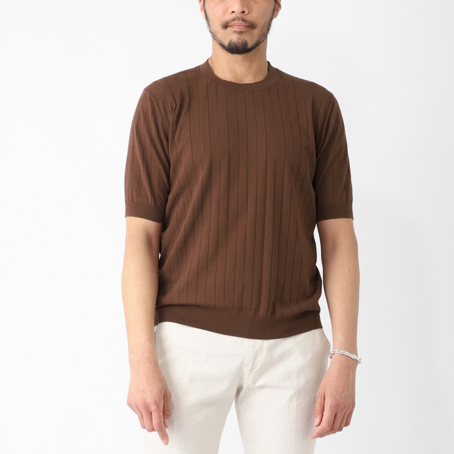 クルチアーニ Cruciani クルーネック 半袖ニット GIROCOLLO M/C 大きいサイズあり ブラウン メンズ u61558-67gc2-z0030_1