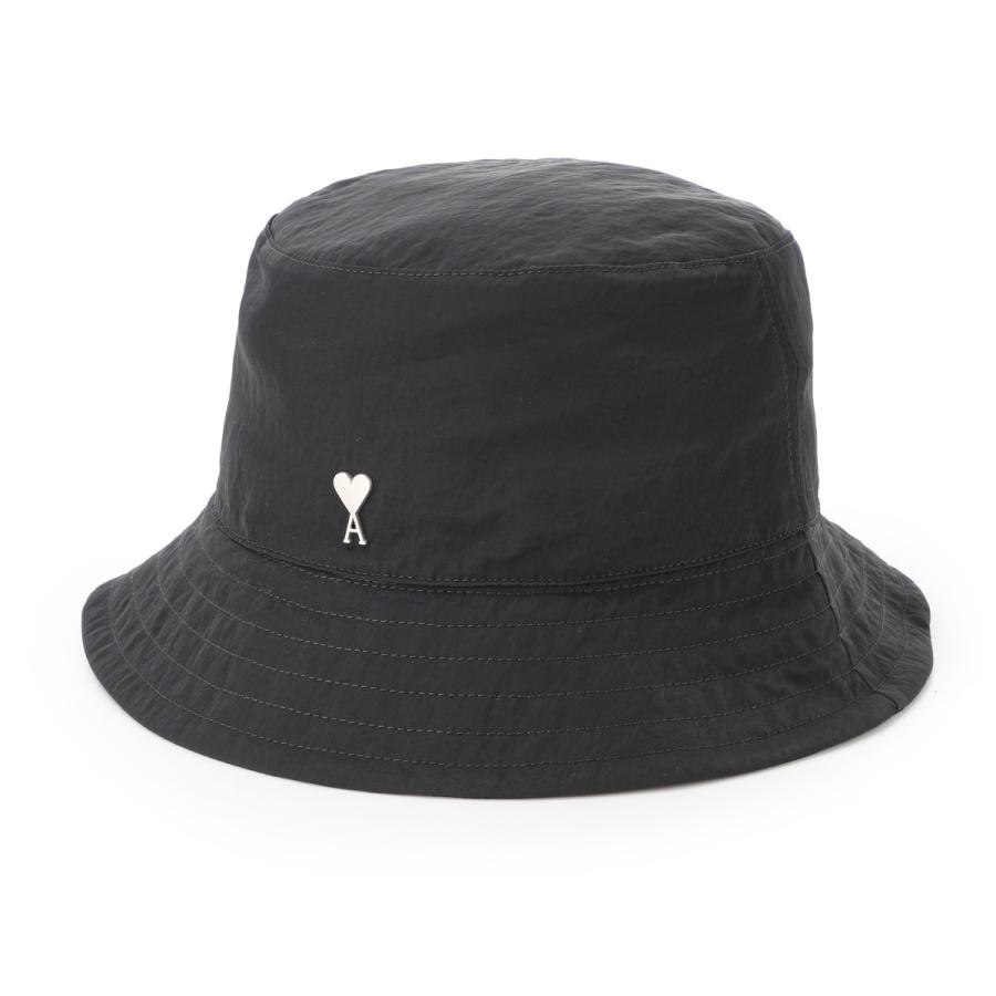 レザー バケットハット 黒　アミパリス　ami AMI Alexandre Mattiussi アミパリス AMI paris バケットハット AMI DE