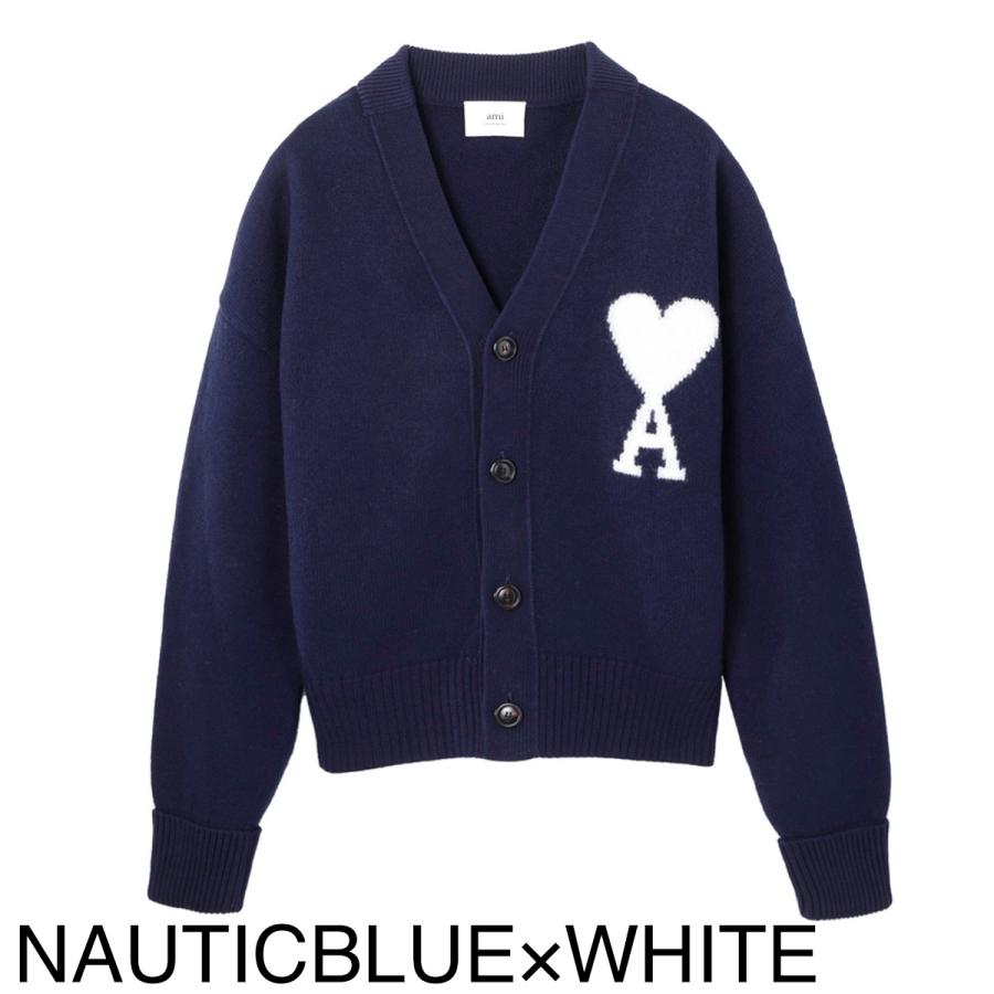 AMI PARIS Vネック カーディガン AMI DE COEUR ネイビーM AMI Alexandre Mattiussi アミパリス AMI PARIS Vネック カーディガン