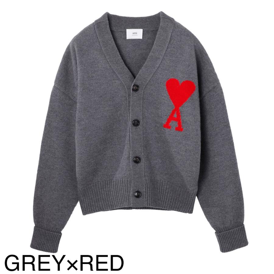 AMI PARIS アミパリス UKC002.018 その他トップス ANTHRACITE-RED グレー系 ユニセックス AMI Alexandre Mattiussi アミパリス AMI PARIS Vネック カーディガン