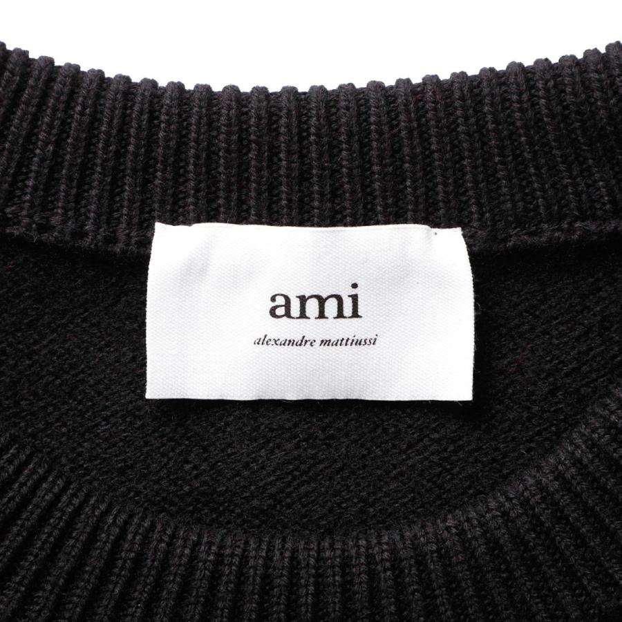 アミパリス AMI paris クルーネックニット ADC CREWNECK SWEATER メンズ レディース uks002-018-009-black-redの画像