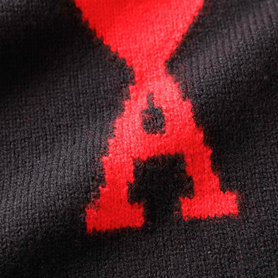 アミパリス AMI paris クルーネックニット ADC CREWNECK SWEATER メンズ レディース uks002-018-009-black-redの画像