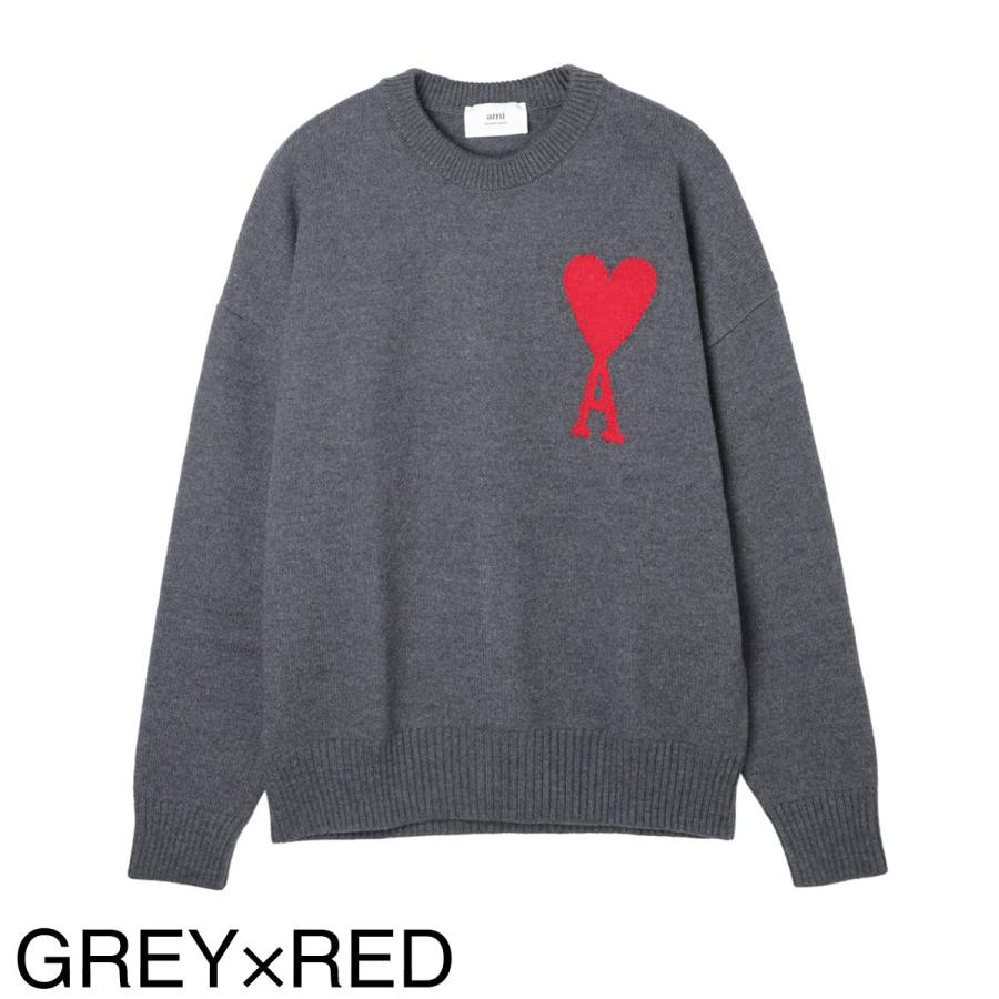 アミパリス AMI paris クルーネックニット ADC CREWNECK SWEATER メンズ レディース uks002-018-009-black-redの画像