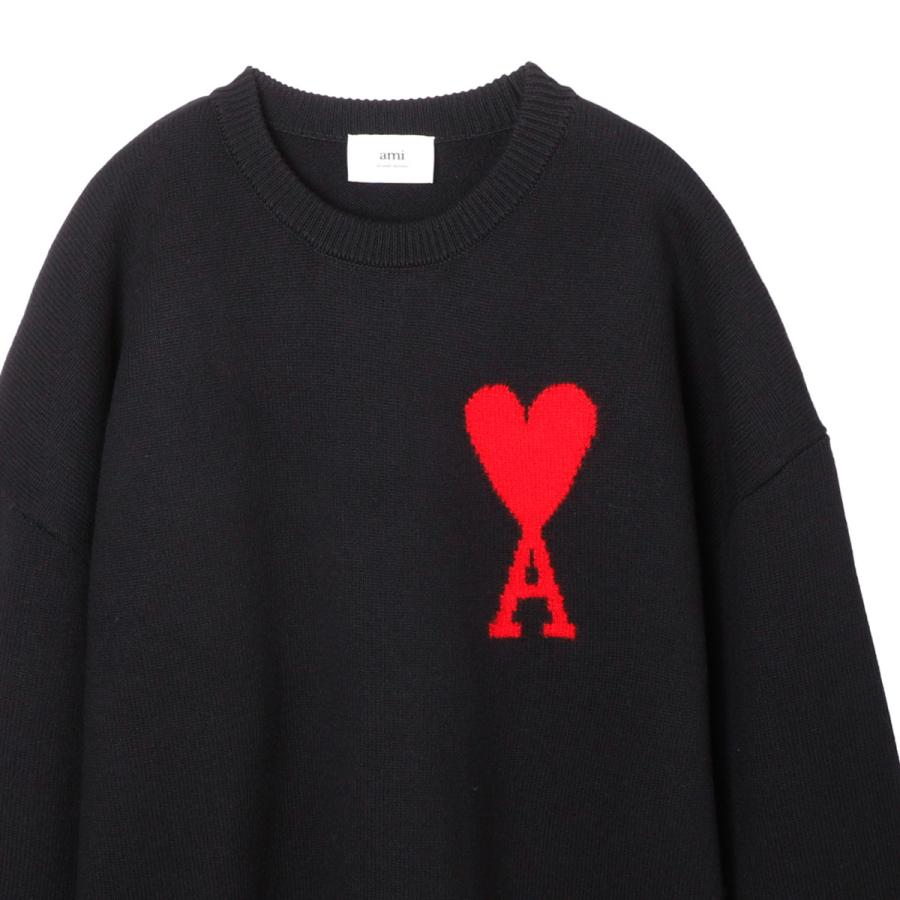 アミパリス AMI paris クルーネックニット ADC CREWNECK SWEATER メンズ レディース uks002-018-009-black-redの画像